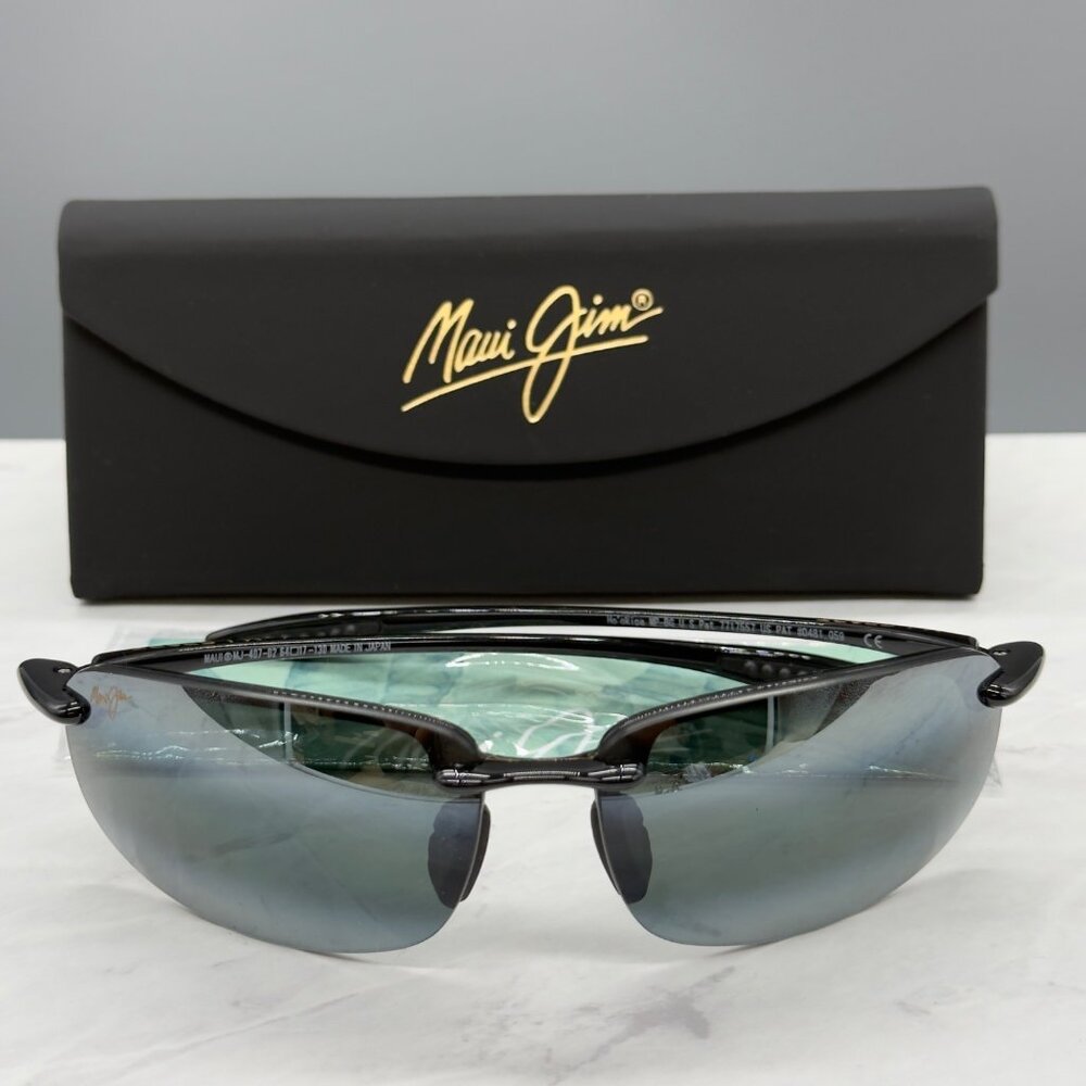 Maui Jim 407-02  Ho'okipa Sunglasses Gloss Black Frame Grey Polarized Lens